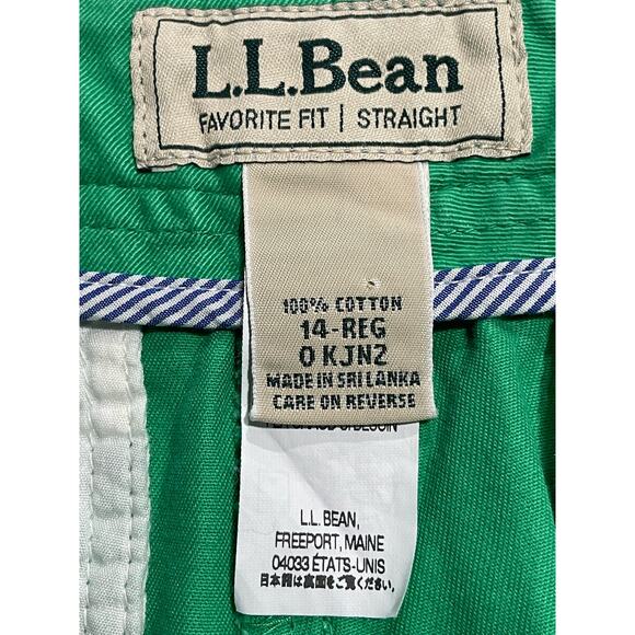 NWT LL Bean Womens 14 Freeport Chino Short Misses Green Favorite Fit Straight - Picture 6 of 13